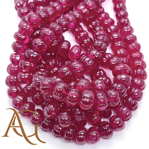 Bán buôn Red <span class=keywords><strong>Ruby</strong></span> <span class=keywords><strong>Corundum</strong></span> bí ngô hình dạng mịn Loose Bead Trung Quốc Đối với trang sức làm pha lê thạch anh tổng hợp 14 inch Strand - Product Image 5