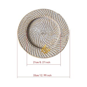 Plaque de chargeur tissée Chargeur en rotin fait à la main plaqué couleur argent haute exigence forme ronde nouvel article d'arrivée à un prix attractif - Product Image 3