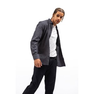 Camicia da uomo in flanella nera semplice - Product Image 5