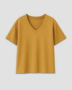 เสื้อยืดคอวีสำหรับผู้หญิงคุณภาพพรีเมียมพิมพ์ลายแขนสั้นขนาดพลัสไซส์ลำลองเสื้อฤดูร้อน - Product Image 3