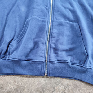 ชุดวอร์มผ้าคอตตอนสำหรับผู้ชายชุดวอร์มผ้าคอตตอนสีพื้นมีซิปมีฮู้ดและกางเกงวอร์มขาบานสำหรับผู้ชายโลโก้ออกแบบได้ตามต้องการ - Product Image 5