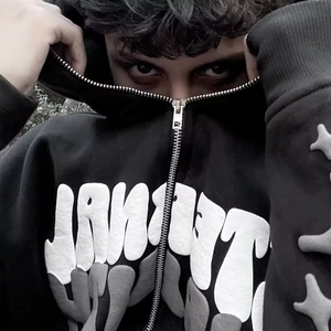 Sweat-shirts pour hommes personnalisés en molleton français 100% coton 500GSM, lourds, avec impression à l'écran de strass, lavés à l'acide, délavés - Product Image 5