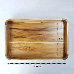 Vaisselle décorative rectangulaire en bois massif véritable naturel, plateau de service à fruits, plateau de service à café, plateau de service à café - Product Image 4