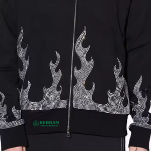 Sweat à capuche personnalisé avec logo, fermeture éclair intégrale, impression sérigraphiée en relief, en molleton/éponge française, respirant, séchage rapide, sans cordon, épaules tombantes - Product Image 5