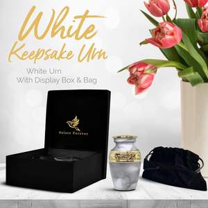 White Keepsake <b>Urn</b> - <b>Small</b> <b>for</b> <b>Human</b> <b>Ashes</b> with Box & Bag Included - Mini <b>Urn</b> <b>for</b> <b>Ashes</b> - Perfect Memorial <b>Urn</b> - Honor - Product Image 5