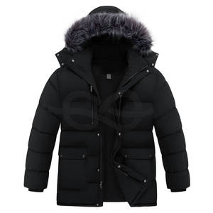 Grand et Grand Manteau d'Hiver Recyclé pour Homme, Veste Matelassée Mi-Longue de Grande Taille avec Capuche Amovible, Noir 5XL - Product Image 1