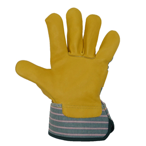 Gants de travail à double paume avec dos en coton respirant Gants en cuir industriel avec double renfort de paume - Product Image 5