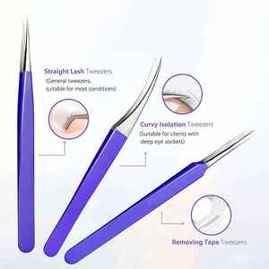 Jeu de pincettes d'extension de cils en acier inoxydable allemand Pointes de revêtement en fibre de diamant avec pointes de cils greffées Pointes pointues - Product Image 3