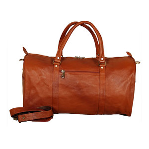 Versatile <b>Large</b> All-Weather Sport Duffle <b>Bag</b> Real Cowhide Leather Detachable Shoulder Strap Zipper Water-Resistant Fabric Mesh - Product Image 5