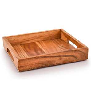 Plateau de service rectangulaire en bois marron fait à la main plateau de cuisine en bois personnalisé décoratif en vente - Product Image 3