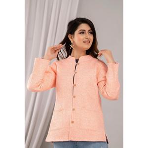 Chaqueta Acolchada de Algodón Estampada para Mujer, Color Durazno - SHKL1020 - Product Image 5