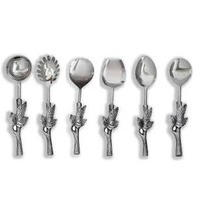Ensemble d'ustensiles plaqués or antique avec poignée plate Outils de cuisson Deux types et formes de louches et de spatules différents