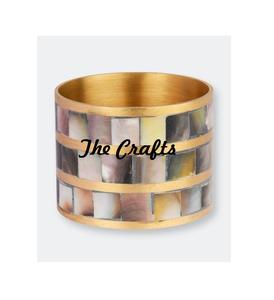 Deluxe Quality Napkin <b>Ring</b> Brass And <b>Mother</b> Of Pearl Napkin <b>Ring</b> Set Of Six Pink Color Napkin <b>Ring</b> For Sale - Product Image 5