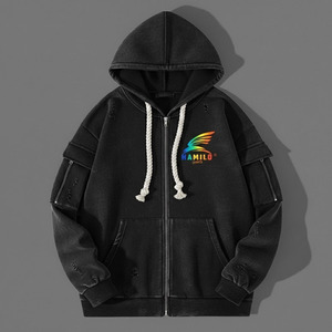 Sudadera con Capucha para Hombre, Diseño Único, Transpirable, Estilo Único, 100% Algodón, Forro Térmico, Diseño Sólido, Básico, Mezcla de Algodón - Product Image 4