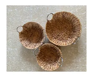 Baskets Rectangle Woven Natural Water Hyacinth Straw Seagrass Tray Laundry Storage Square Basket Decor for Sale