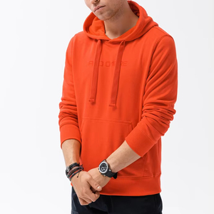 Sweat-shirt à capuche court pour homme, nouvelle mode, imprimé personnalisé, uni, thermique, en mousse 3D, 100% coton, poids lourd, ourlet brut, bord coupé, hiver - Product Image 1