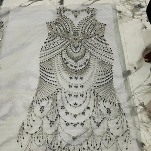 Meilleur prix 100% Polyester tissu perlé de luxe avec Zircon fait à la main fournisseur indien vêtements faisant tissé et motif de maille - Product Image 1