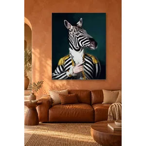 Fida Zebra-Headed Gentleman in Epaulette Jacket Canvas Print - Product Image 1