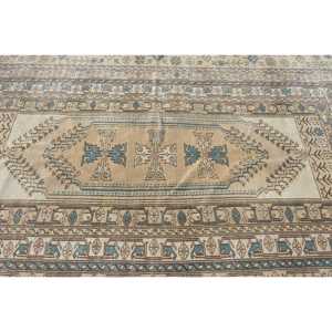Vintage Large Rug 6.6x9.9 ft, <b>Brown</b> Abstract Turkish <b>Wool</b> Rug - Product Image 5