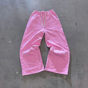 Usine Oem couleur unie vierge coton épais pantalon évasé personnalisé en détresse hommes jambe large surdimensionné pantalon de survêtement bas quantité minimale de commande prix bon marché - Product Image 2