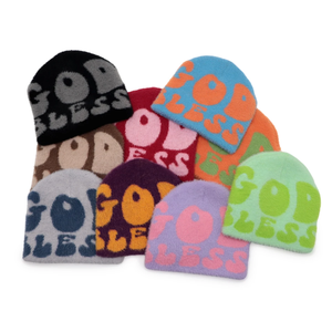 OEM ODM votre propre logo hiver tricot jacquard fourrure pelucheuse fourrure moelleuse personnalisé mohair bonnets chapeaux produit fait main - Product Image 1