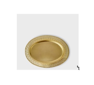 Handmade Durable Gold Round Metal Modern Style Decorative Tray Storage Organizer Dishwasher Safe Powder Coated - Product Image 1