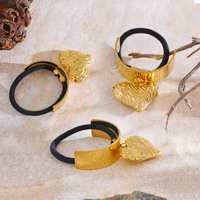 Venta al por mayor de acero inoxidable brazalete envoltura corazón encanto Cola de Caballo lazos para el cabello para las mujeres