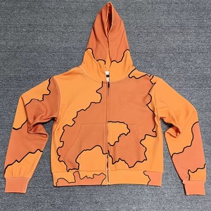 <b>Men's</b> <b>Orange</b> Hooded Pullover <b>Sweatshirt</b> 100% Cotton Knitted Fleece Quick Dry Breathable Pocket Casual Winter Regular Fit Hoodie - Product Image 4