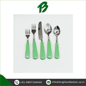 Juego de Cubiertos de acero inoxidable pulido plateado Royal Design con mango de resina verde Juego de cubiertos de vajilla sostenible - Product Image 3