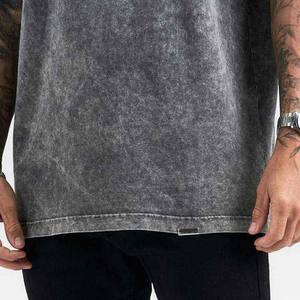 Ropa de calle de calidad superior de gran tamaño, camiseta de peso pesado, 250Gsm, negro, gris, hombres, lavado ácido, camisetas de algodón en blanco, Vintage, todas las tallas - Product Image 4