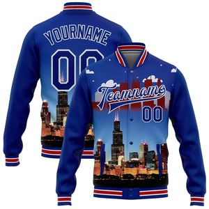 Vente en gros dans l'industrie directe Blouson aviateur hiver décontracté personnalisé rouge blanc royal veste bicolore Varsity Letterman - Product Image 5