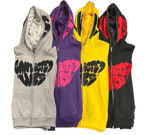 Sudaderas con capucha con estampado de soplo y cremallera de cara completa, nueva ropa de calle de invierno, sudaderas con capucha para hombre, sudaderas con capucha térmicas de Color azul de alta calidad - Product Image 5