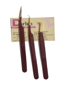 Pince à cils diamantée enduite de couleur marron avec embouts plaqués or, meilleure pince à épiler d'extension de cils de qualité supérieure, vente à chaud - Product Image 4