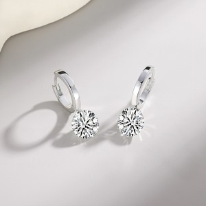Luxury 925 Sterling <b>Silver</b> <b>Drop</b> <b>Earrings</b> GRA Certified Cut Lab Grown Diamond White Gold Plated Hoop Cute Style for Women's Party - Product Image 2