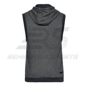 เสื้อฮู้ดแขนกุดมีซิปสำหรับผู้ชายเสื้อออกกำลังกายแขนกุดมีฮู้ด - Product Image 6