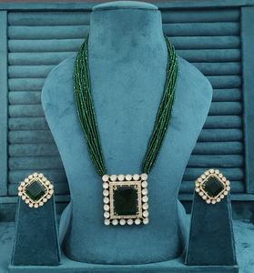 Ensemble de colliers longs en laiton Polki et Monalisa Hydro pour femmes, collier de luxe pour les fêtes, complète les tenues ethniques et occidentales - Product Image 3