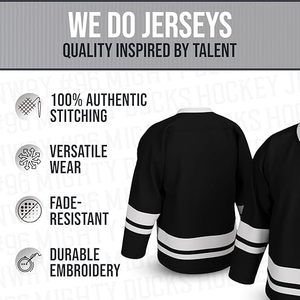 Maillot de hockey classique vierge avec rayures, authentique, cousu, en maille respirante et polyester durable - Product Image 4