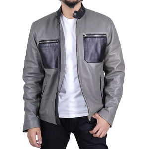 Nouveau cuir de vachette véritable hommes Style Vintage veste en cuir nouveau élégant pour peau de Crocodile en relief fermeture éclair automne saison toile manteau - Product Image 1