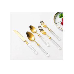 Juego de cubiertos con mango de resina de acero inoxidable con impresionante Configuración de comedor pulida de acero con espejo de grado profesional para la venta - Product Image 6