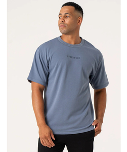 T-shirt streetwear uni lourd personnalisé 100% coton de luxe à épaules tombantes surdimensionné pour homme - Product Image 2