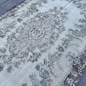 พรมวินเทจขนาด 6.1x10.2 ฟุต พรมตุรกีขนาดใหญ่ พรมขนสัตว์ลายทางสีเทา - Product Image 5