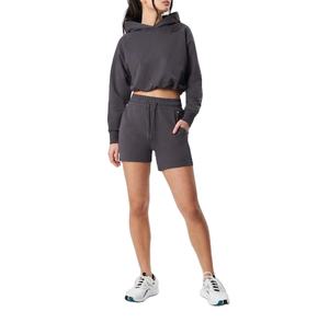 Sudadera con capucha de manga larga de algodón con logotipo personalizado y cremallera blanca XL para mujer, ropa de gimnasio de hombro liso informal de alta calidad sólida - Product Image 4