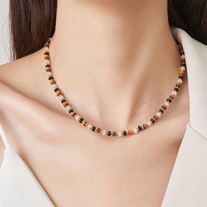 Vintage Waterproof 316l Stainless Steel Custom 18k Gold Plated Tiger Eye Agate Necklace Bracelet <b>Set</b> Jewelry <b>Sets</b> for Women - Product Image 2