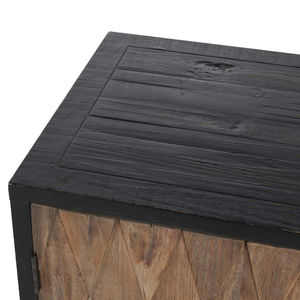 Buffet de rangement rustique en bois massif recyclé à 4 portes, finition noire, pour salon et salle à manger, pour atelier, ferme - Product Image 5