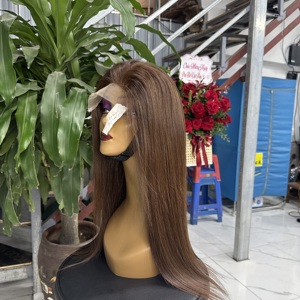 Vente en gros de cheveux synthétiques naturels vietnamiens, couleur brune, perruque lisse siliky de haute qualité, cheveux Remy - Product Image 2