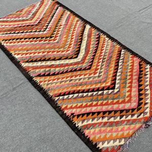 พรมวินเทจขนาด 3.1x6.1 ฟุต พรมลายตุรกี พรมลายตารางสีแดงชมพู - Product Image 4