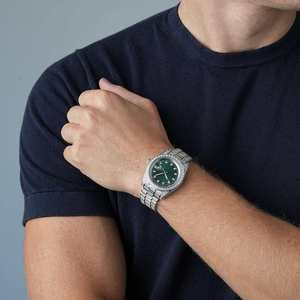 Reloj de Acero Inoxidable con Incrustaciones de Diamantes Moissanite, Piedras Preciosas Sueltas Redondas para Hombre, Zafiro - Product Image 2