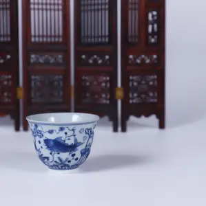 Novo conjunto de xícara de chá Jingdezhen porcelana chinesa azul e branca personalizado para beber