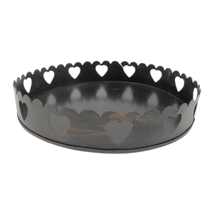 Design de luxe couleur noire Design moderne fer métal forme ronde plateau martelé pour ustensiles de cuisine maison décorative à la main - Product Image 5