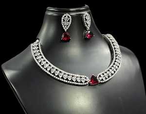 ชุดสร้อยคอเพชรแบบอเมริกันตัดดาวดีไซน์สวยพร้อมต่างหูชุดสร้อยคอหรูชุดปาร์ตี้สวมใส่คู่กับชาติพันธุ์และเสื้อคลุม - Product Image 5